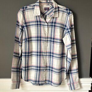 Untuckit Women's Blue & Pink Plaid Flannel Button Down Shirt Size 4